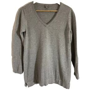 J Jill Sweater Womens Small S Gray V-neck Pullover Cotton Blend